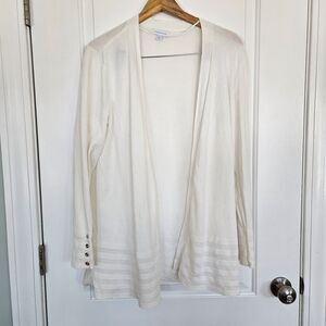 Charter Club Cream Cardigan Decorative hemline, Size M,‎ Rayon/nylon blend